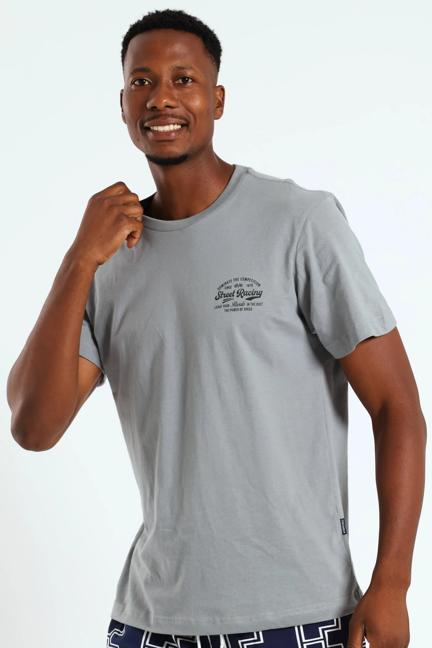 Street Racing Front & Back Tee - Grey Melange sold by Edgars