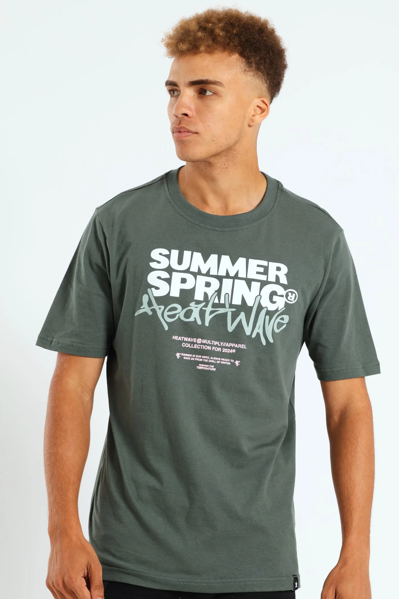 Heat Wave Front Print Tee - Dark Green sold by Edgars