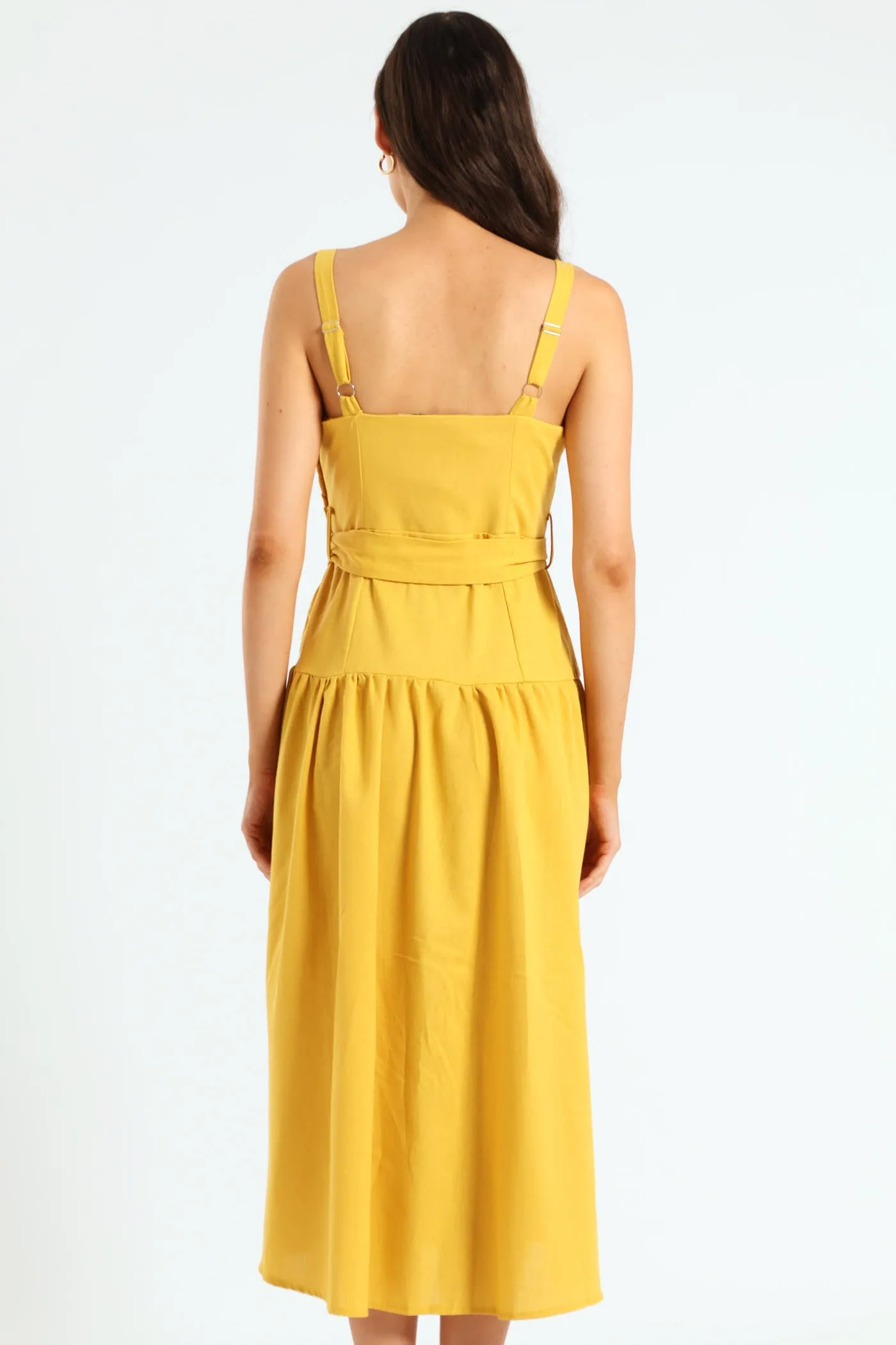 Strappy Belted Pleated Slit Midi Dress - Mustard sold by Edgars product image thumbnail 4