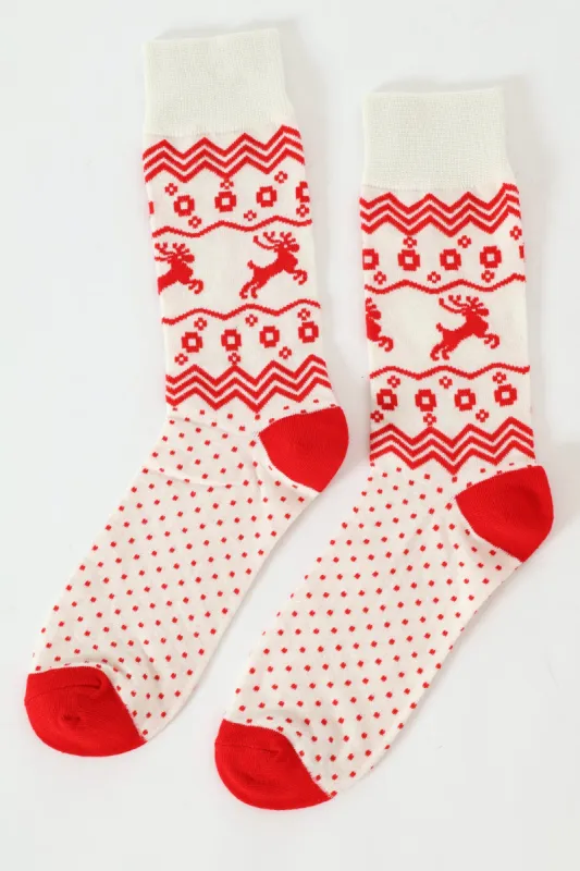 Christmas Socks - Cream/Red sold by Edgars