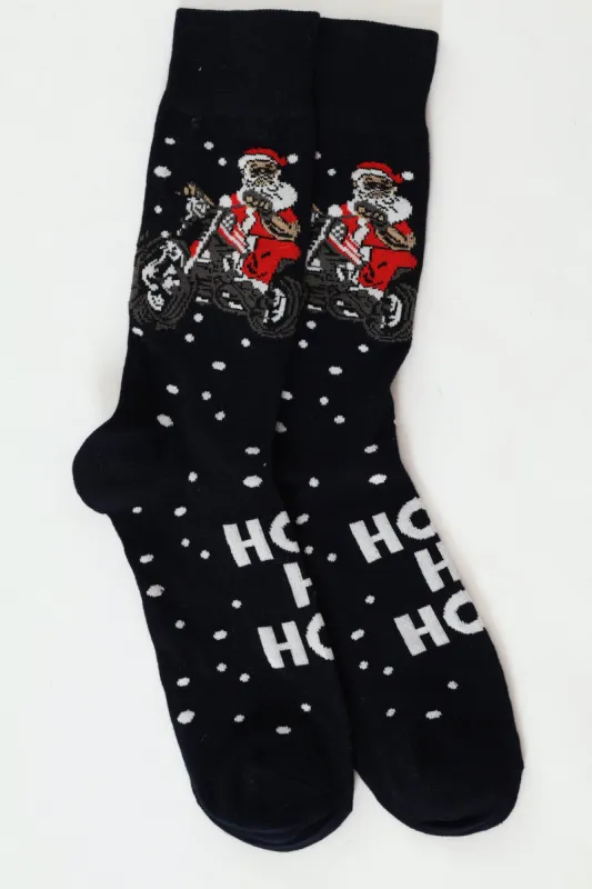 Ho Ho Ho Xmas Socks - Navy sold by Edgars