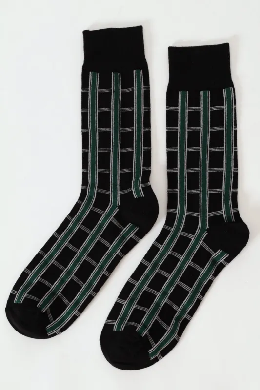 Single Check Socks - Black/Grey sold by Edgars