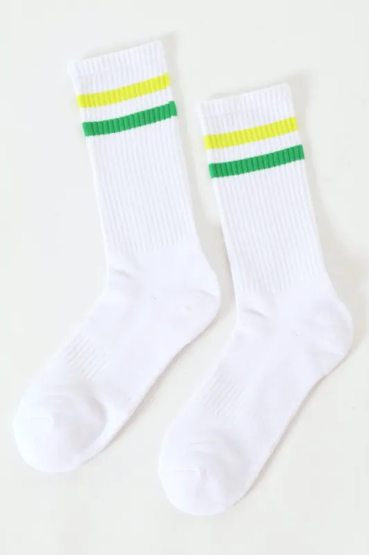 Stripe Sports Socks - White/Green sold by Edgars
