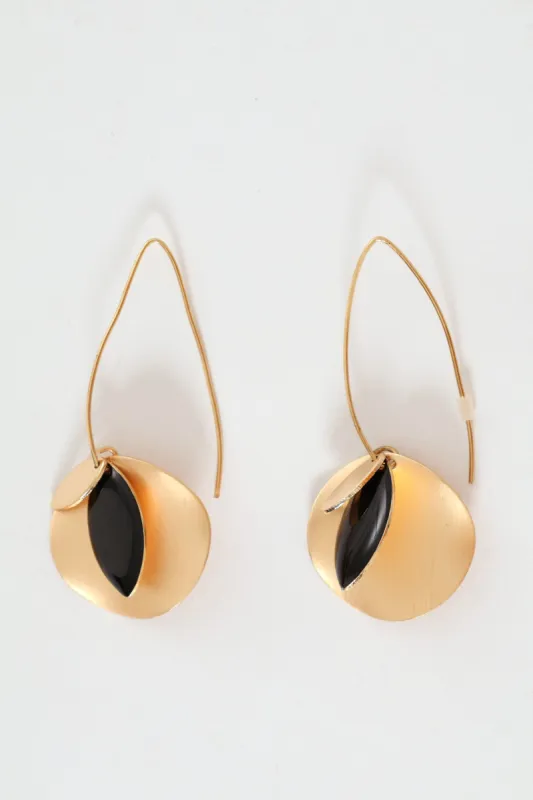 Matte Round Disc Drop Earrings - Gold sold by Edgars