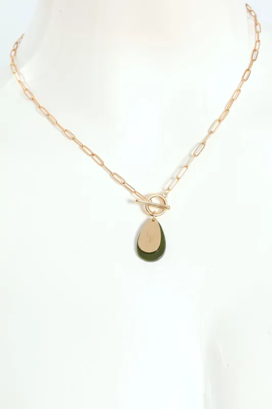 Tear Drop Pendant Chain Link Necklace - Gold sold by Edgars