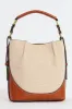 Canvas Colourblock Top Handle Bucket Bag - Tan sold by Edgars
