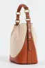 Canvas Colourblock Top Handle Bucket Bag - Tan sold by Edgars