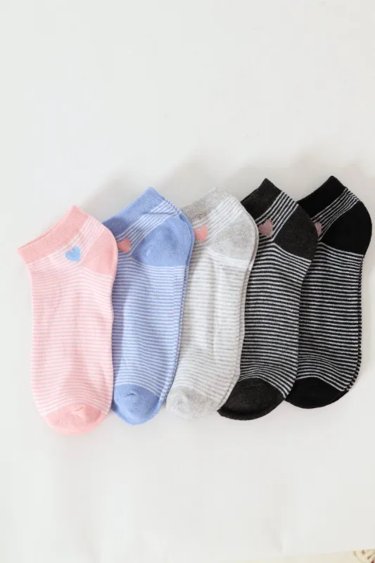 5 Pack Low Cut Hearts Socks sold by Edgars