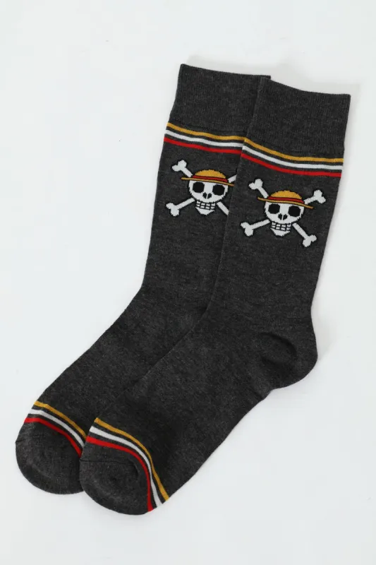 Single Skull Anklet Socks - Grey sold by Edgars