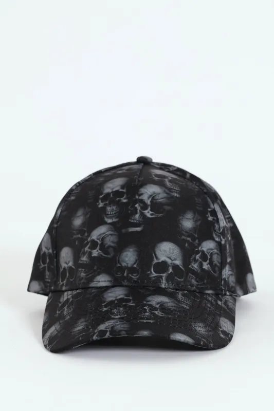 Skull Print Cap - Black/Grey sold by Edgars