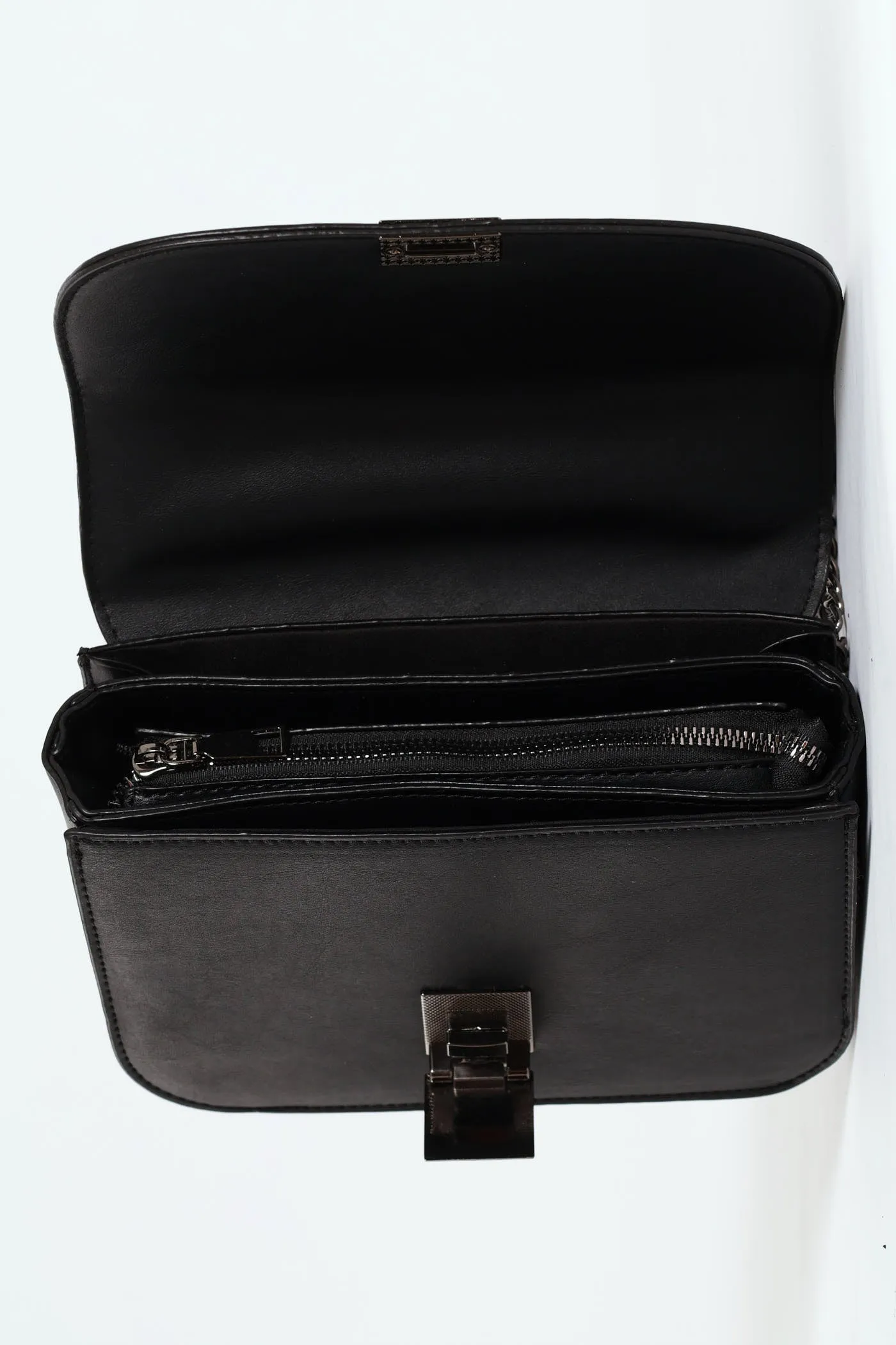Gunmetal Front Clasp Satchel Bag - Black sold by Edgars product image thumbnail 4
