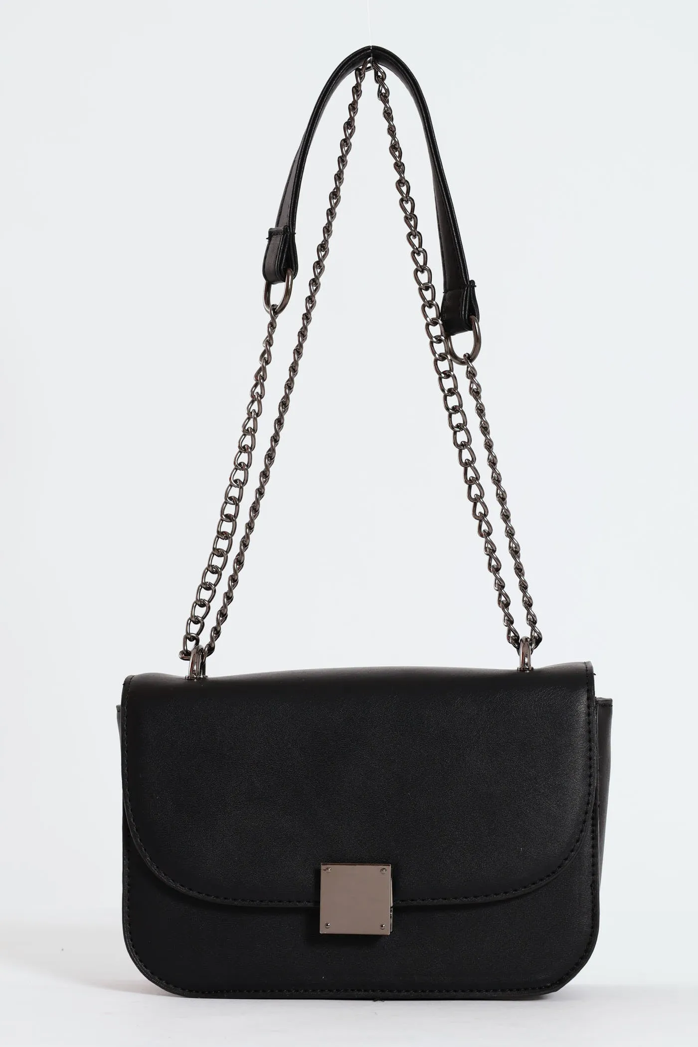 Gunmetal Front Clasp Satchel Bag - Black sold by Edgars