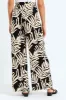 Pull-On Wideleg Leaf Print Pants - Black/Cream sold by Edgars