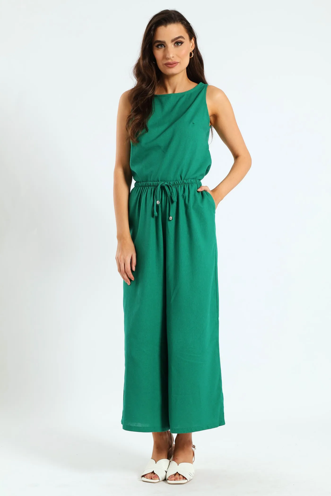 Pull On Drapey Capri Pants - Meadow Green sold by Edgars