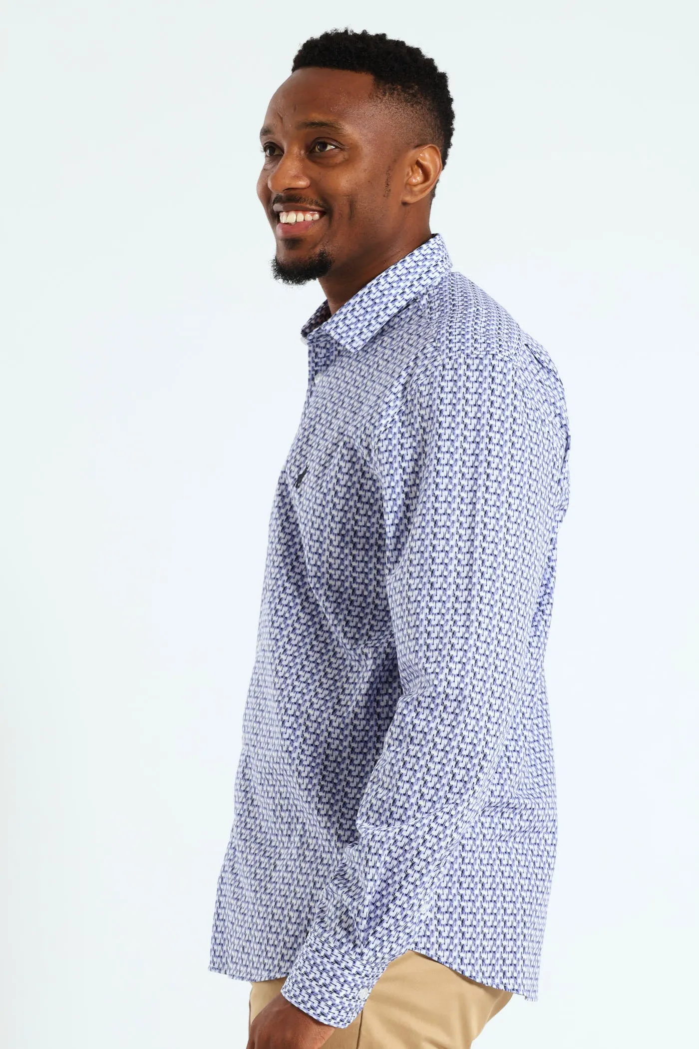 Gonzo Geo Printed Long Sleeve Shirt - Navy sold by Edgars product image thumbnail 4