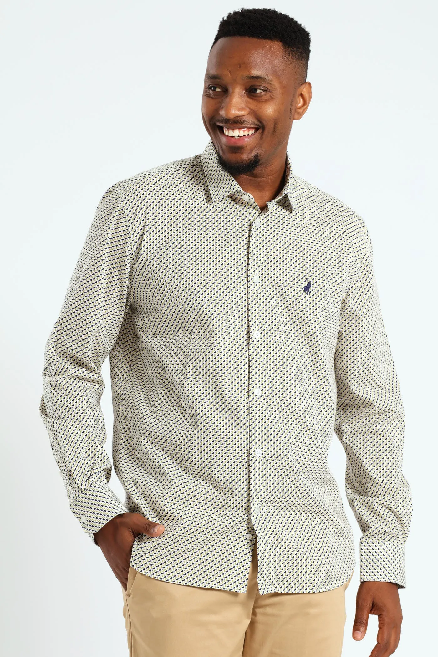 Thebe Dot Printed Long Sleeve Shirt - Blue sold by Edgars