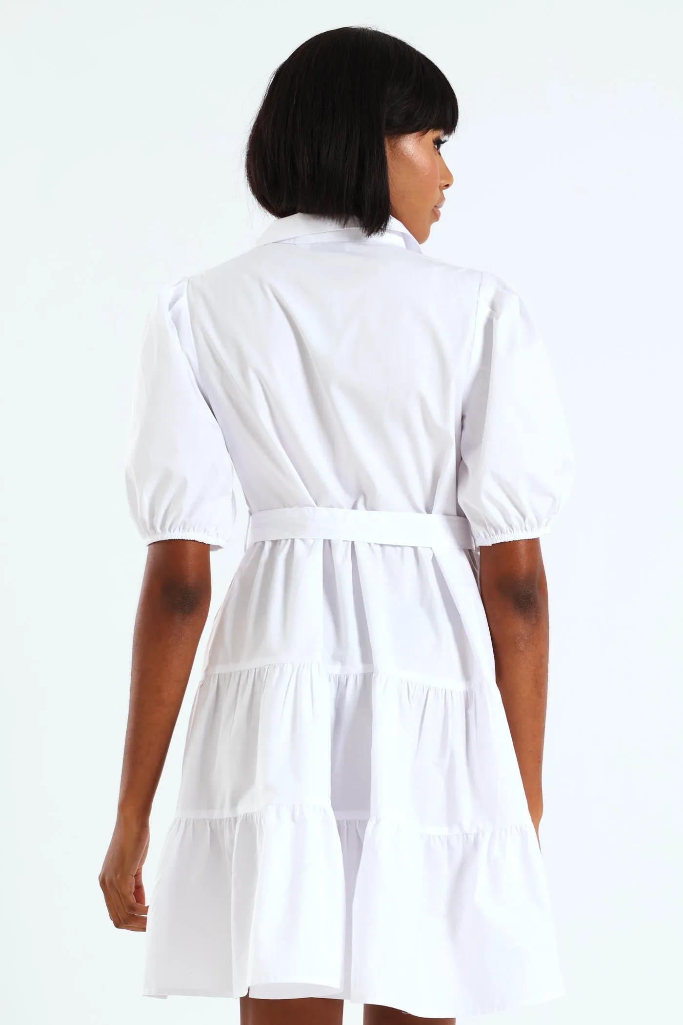 Collared Belted Tiered Shirt Dress - White sold by Edgars product image thumbnail 2