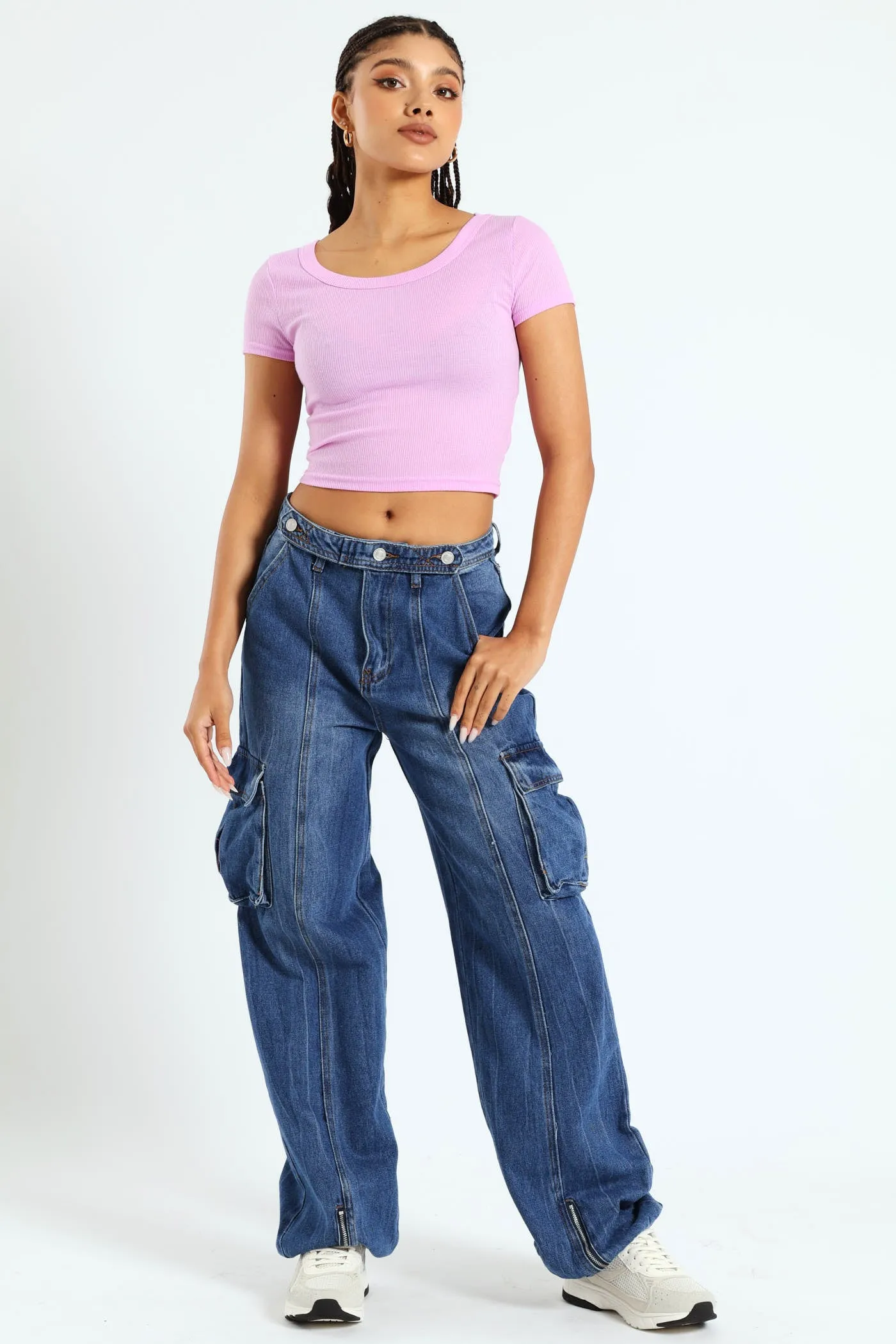 Scoop Neck Rib Crop Top - Pink sold by Edgars product image thumbnail 4