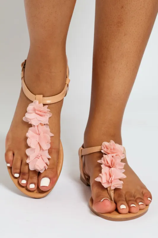 Floral Detail Thong Sandal - Blush sold by Edgars 