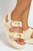 Raffia Velcro Slingback Sandal With Buckle Detail - Off White sold by Edgars 