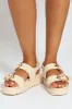 Raffia Velcro Slingback Sandal With Buckle Detail - Off White sold by Edgars 