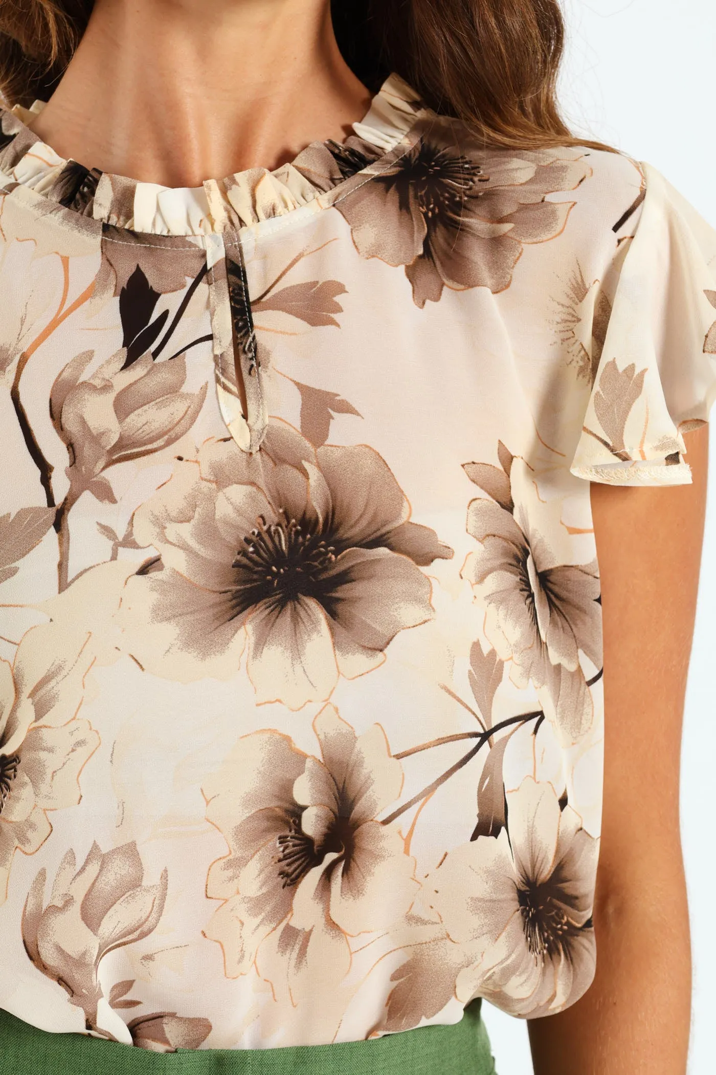 Frill Neck Keyhole Blouse - Black/White sold by Edgars product image thumbnail 5