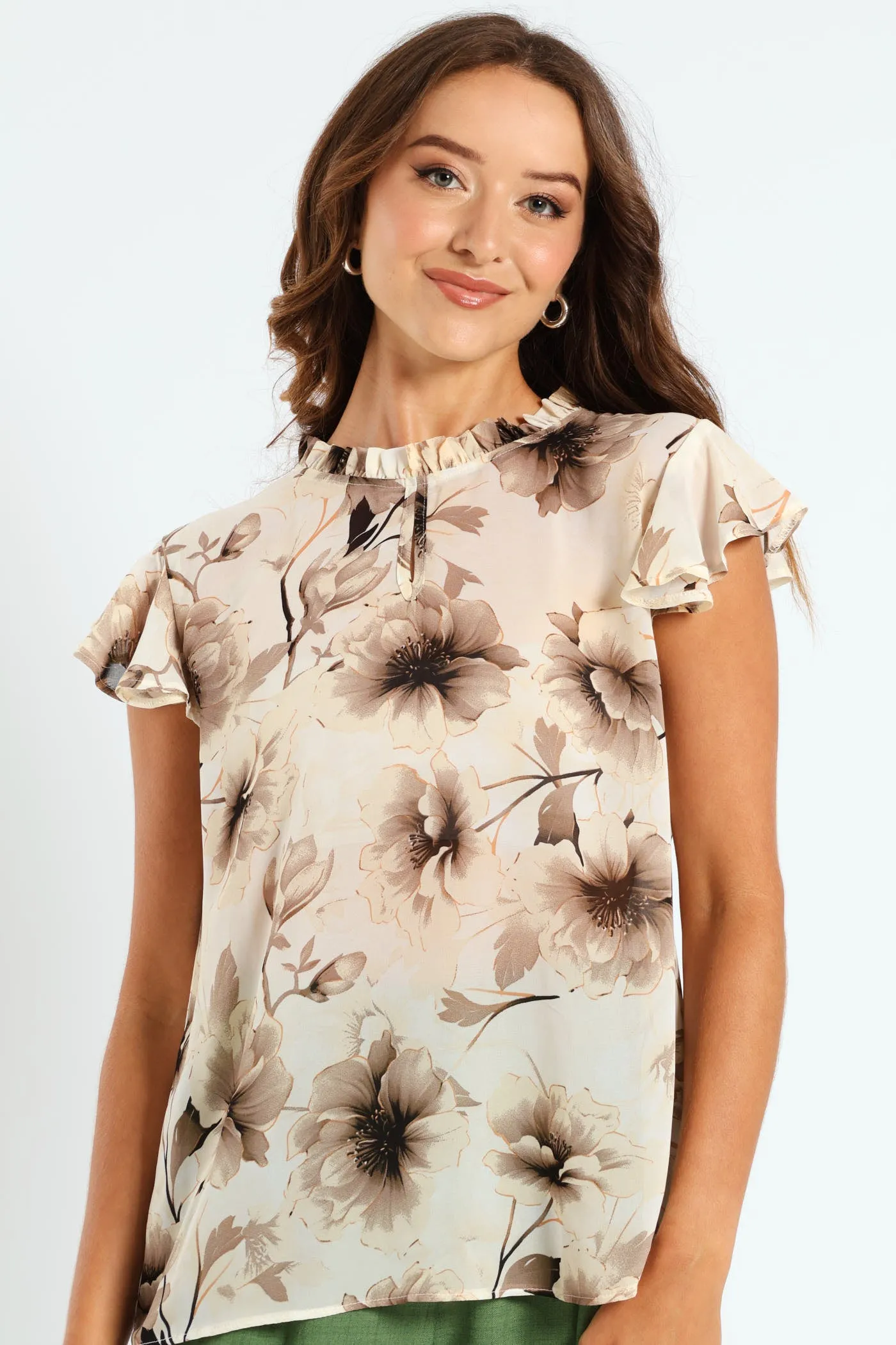 Frill Neck Keyhole Blouse - Black/White sold by Edgars product image thumbnail 4