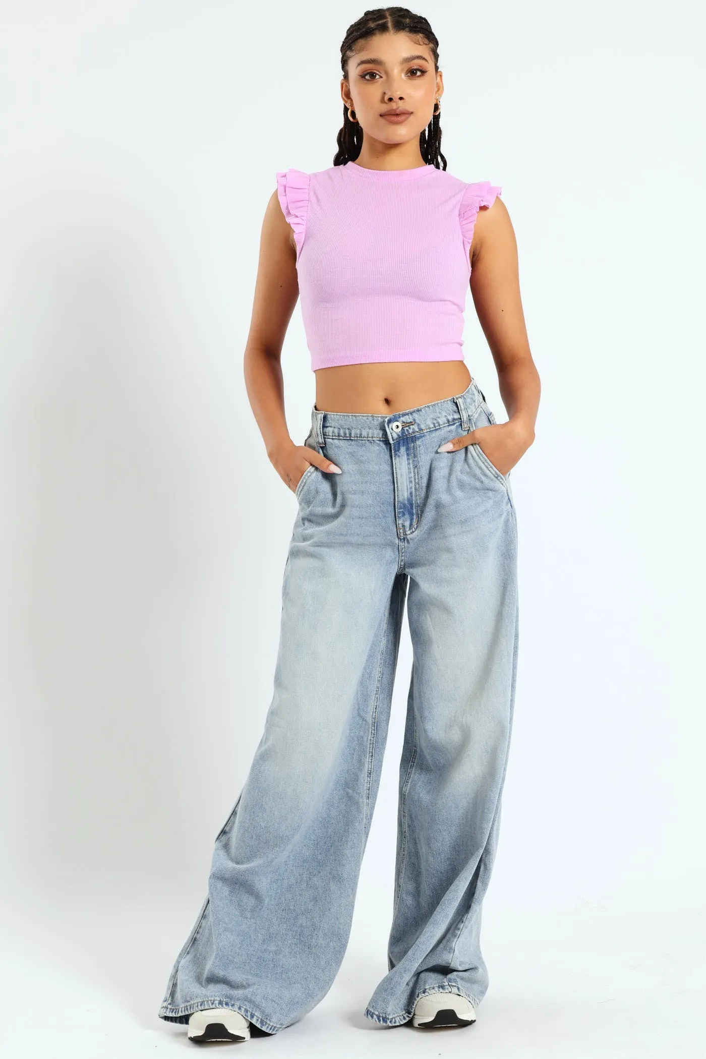 Angle Pocket Super Wide Jean - Salty Mid Wash sold by Edgars