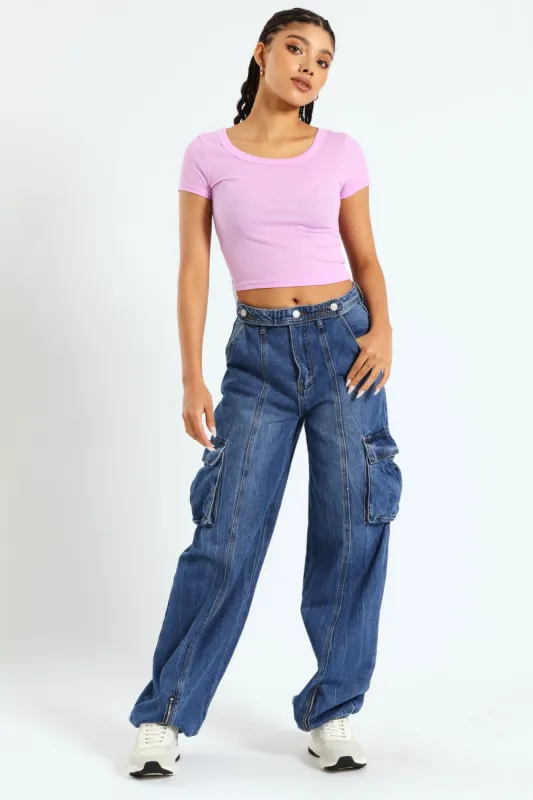 Seam Cargo Jogger Jean - Stonewash sold by Edgars 
