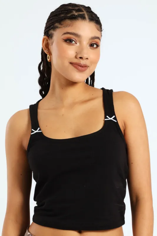 Bow Tank Top - Black sold by Edgars 