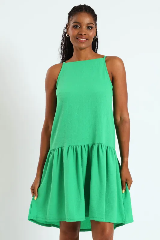 Hi-Neck Drop Waist Mini Dress - Bright Green sold by Edgars 