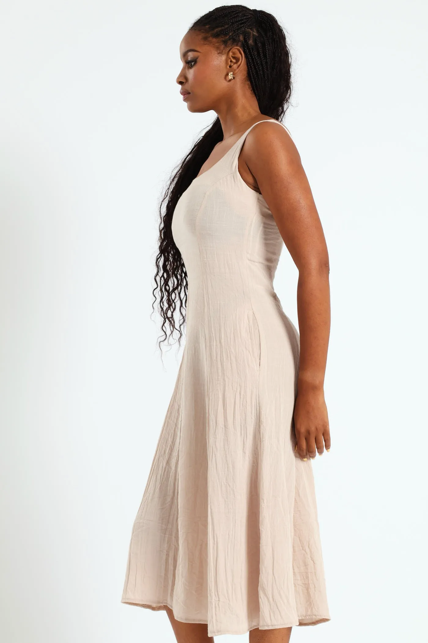 Pannelled Fit & Flare Linen Midi Dress - Stone sold by Edgars product image thumbnail 3