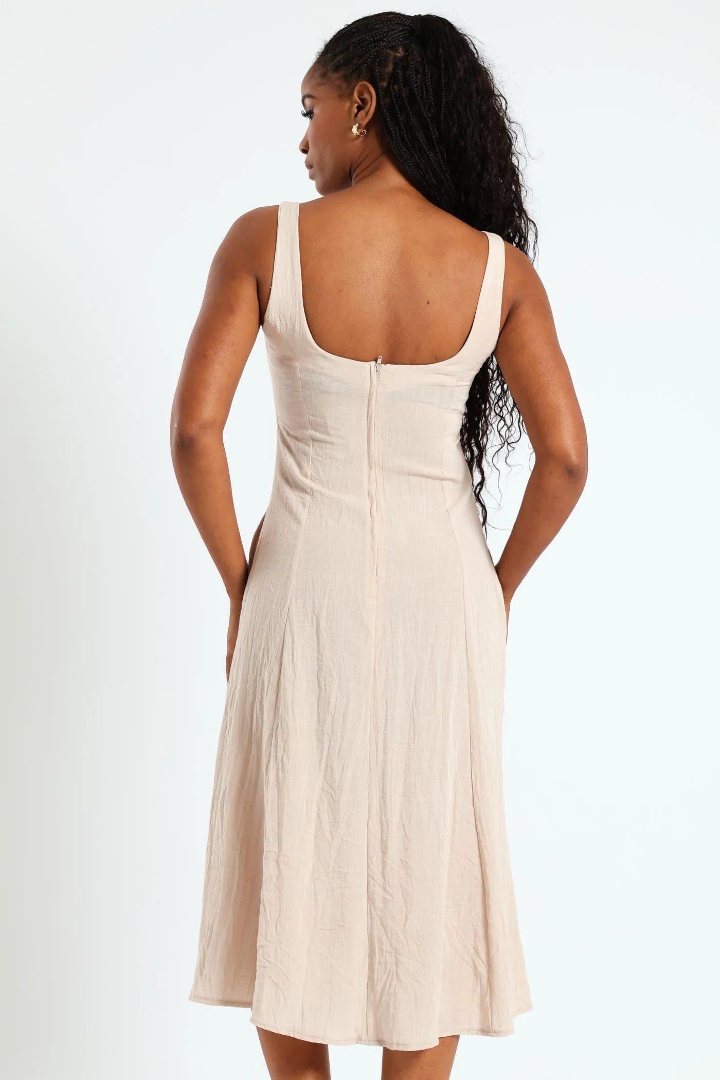 Pannelled Fit & Flare Linen Midi Dress - Stone sold by Edgars product image thumbnail 2