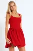 Square Neckline V Line Skater Dress - Red sold by Edgars