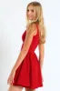 Square Neckline V Line Skater Dress - Red sold by Edgars