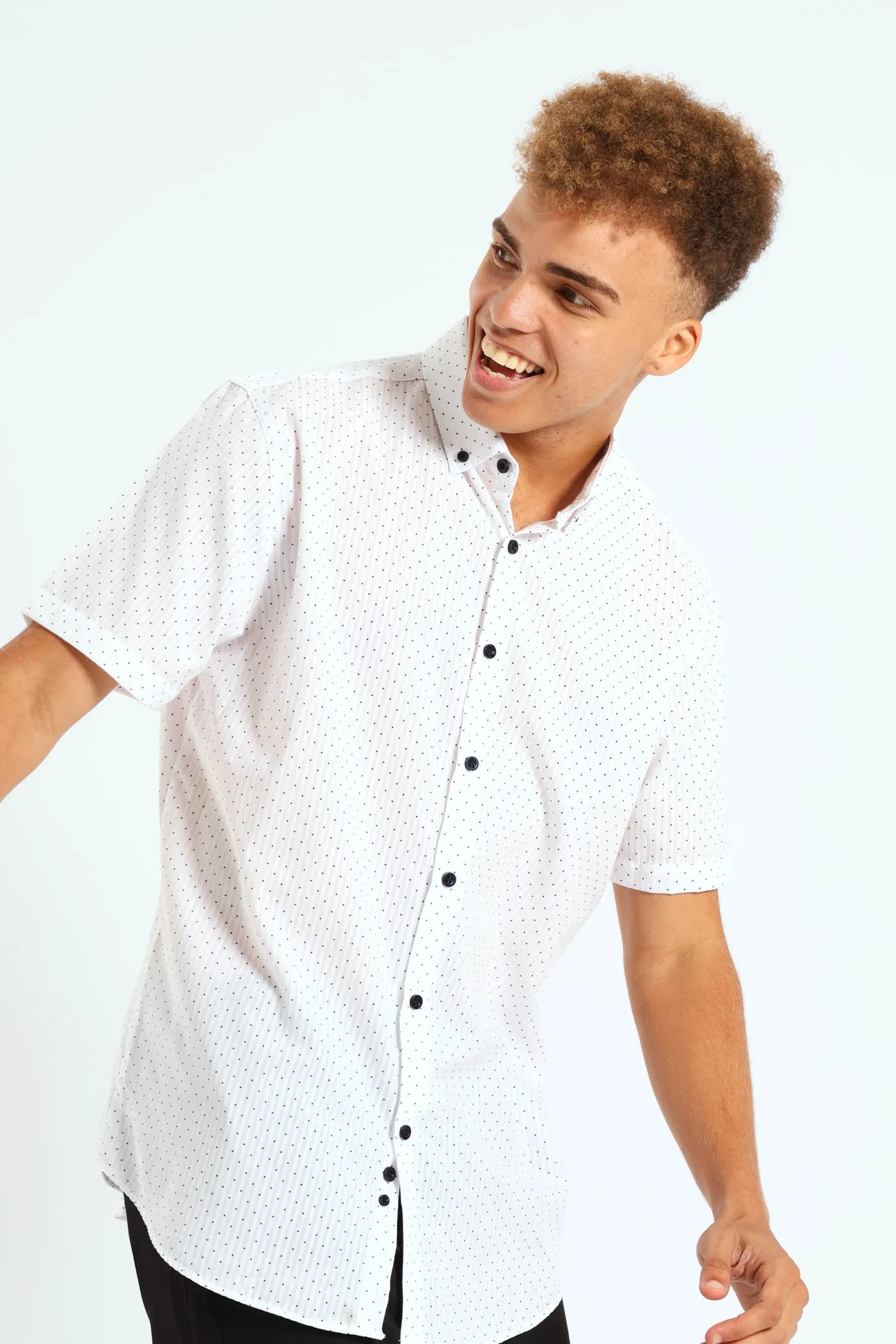 Seersucker Spot Shirt - White sold by Edgars product image thumbnail 3