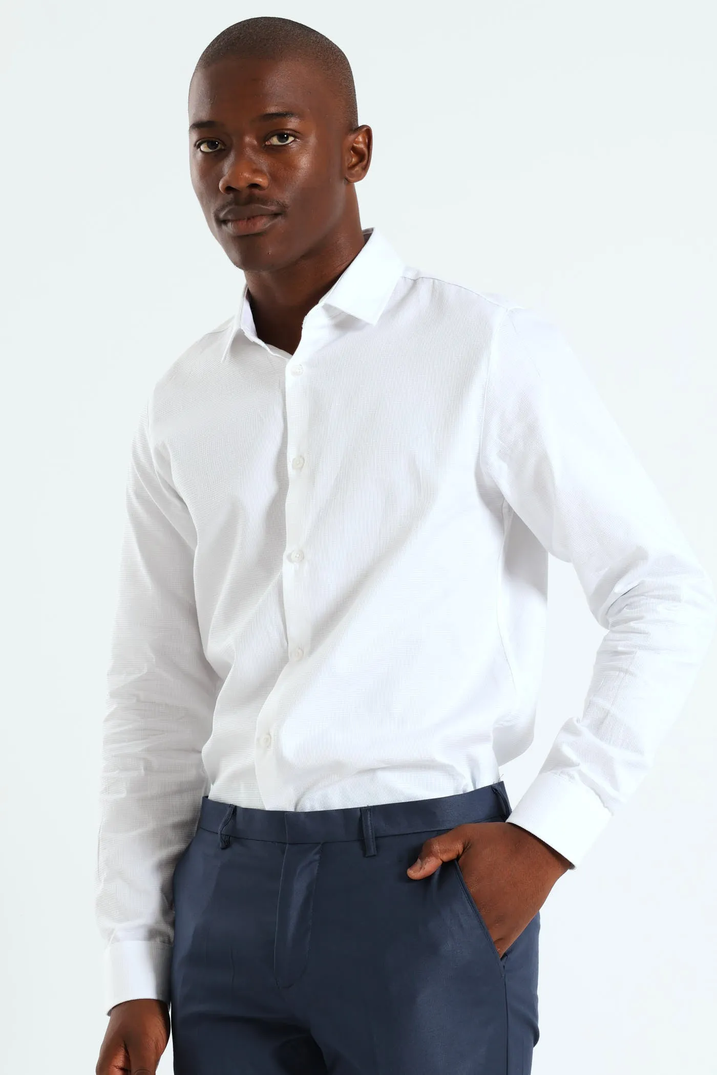 Melange Textured Shirt - White sold by Edgars