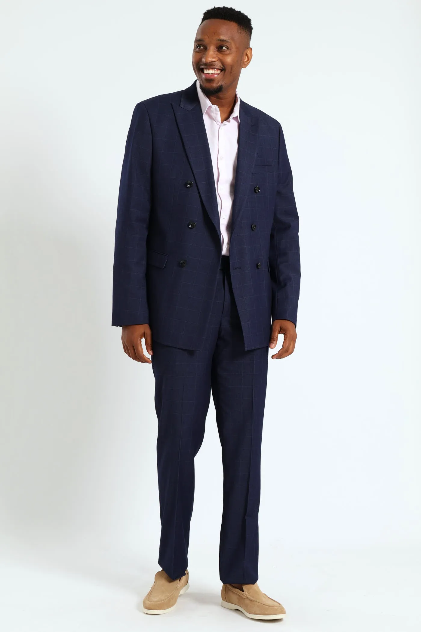 Window Pane Suit Jacket - Navy sold by Edgars