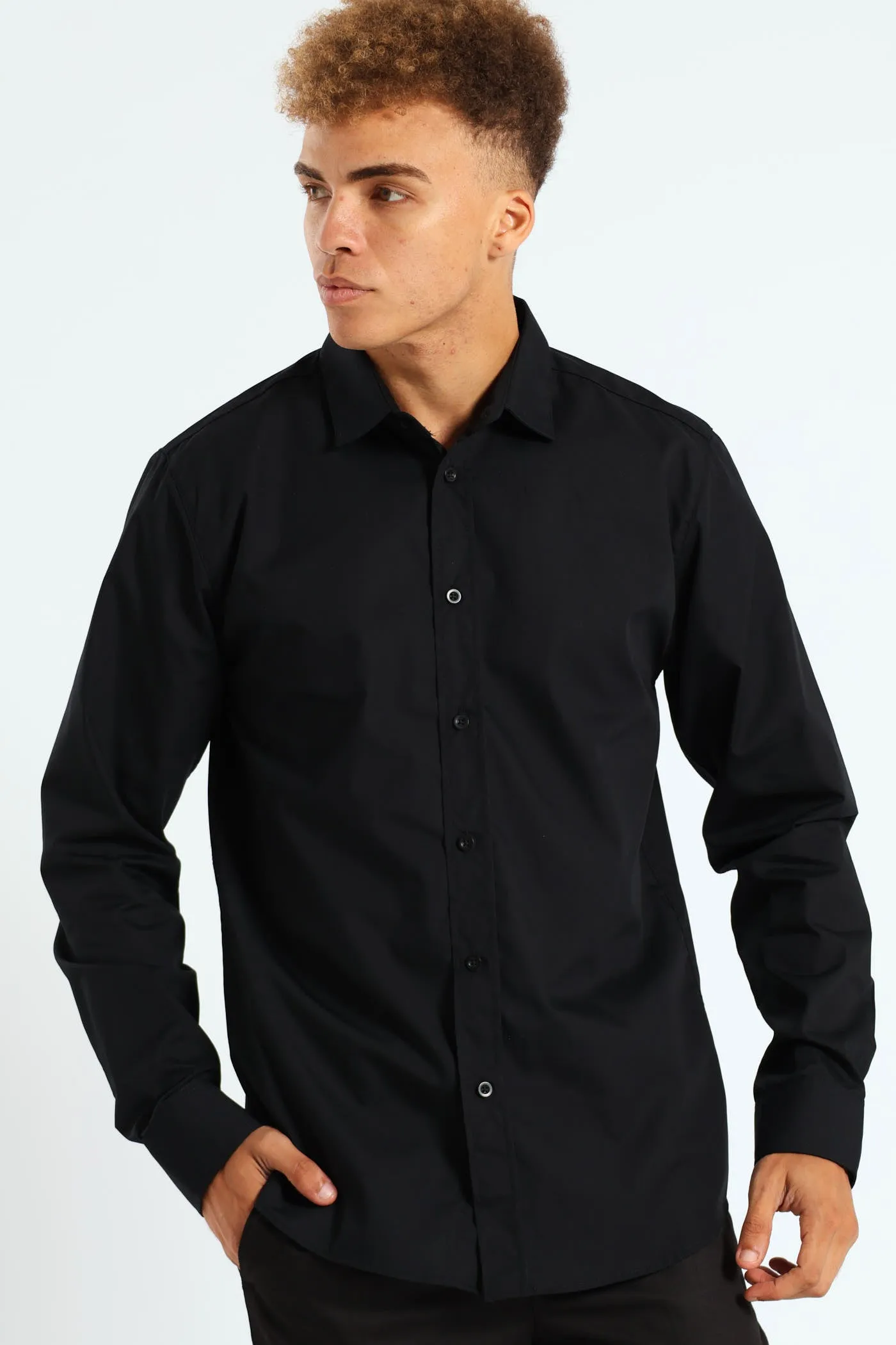 Long Sleeve Basic Smart Shirt - Black sold by Edgars