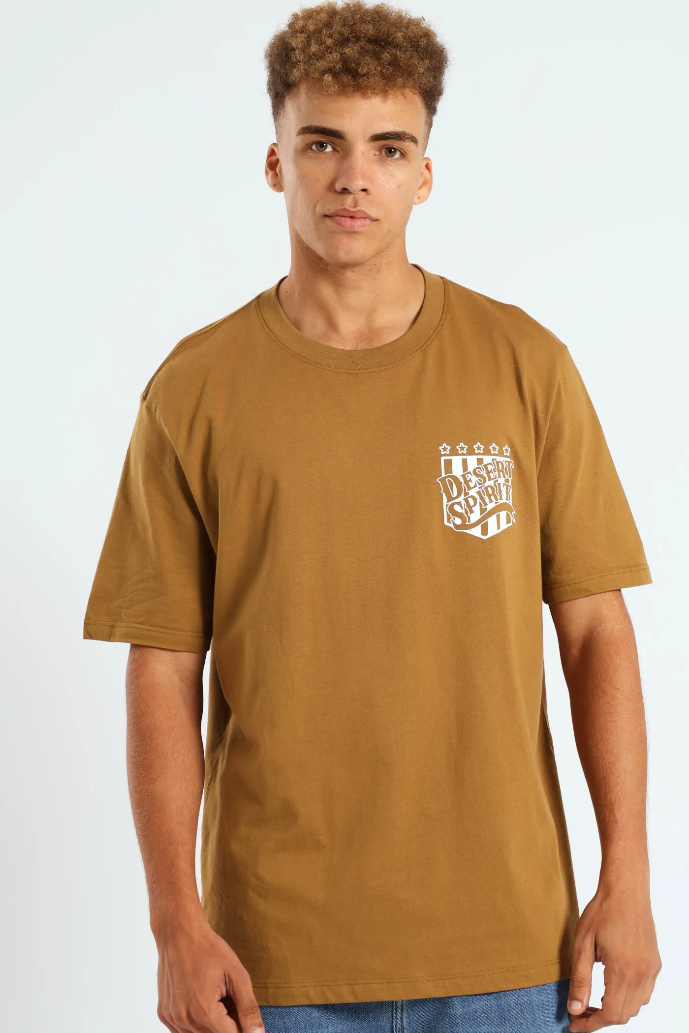 Badge Front & Back Tee - Khaki sold by Edgars