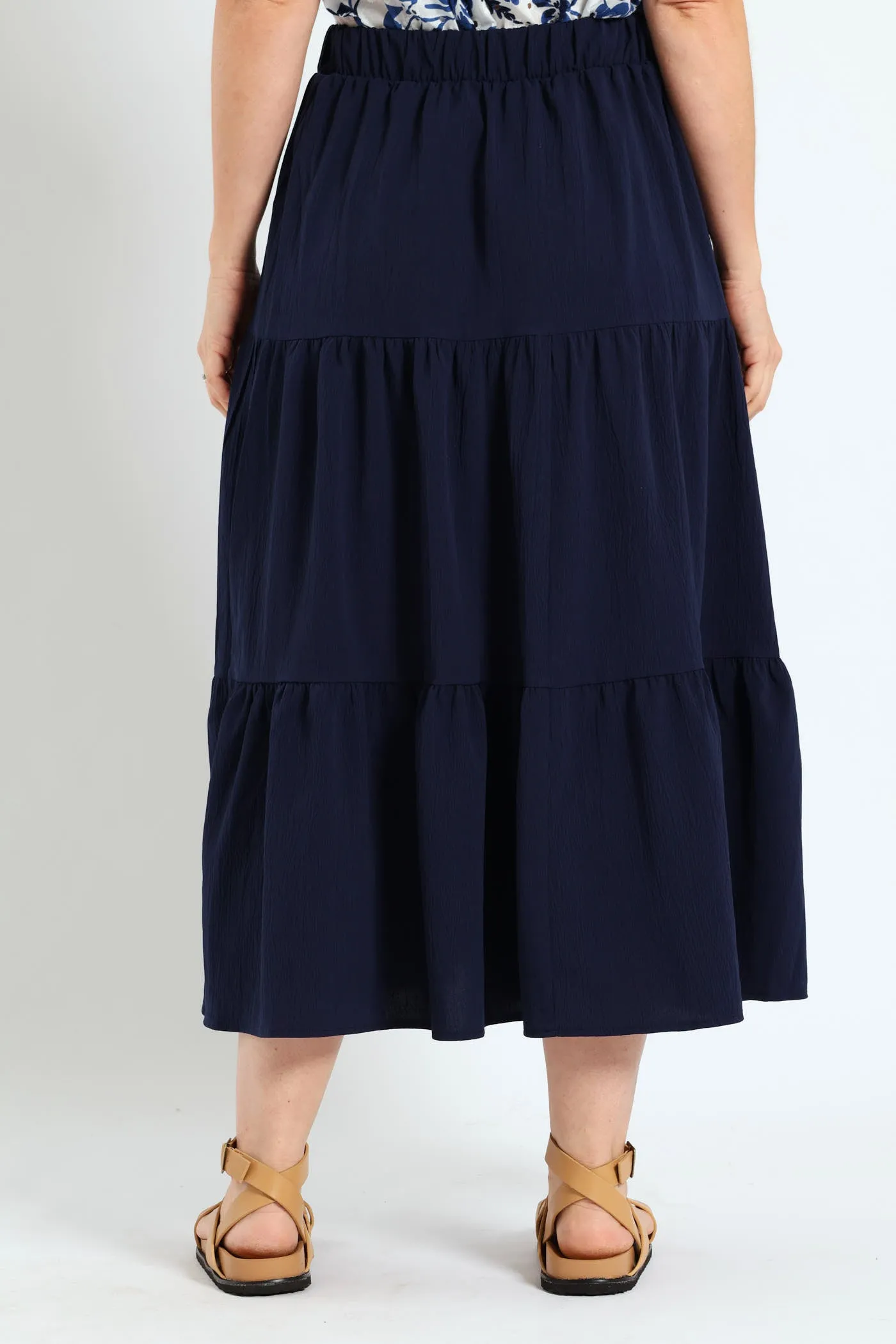 Elasticated Tiered Maxi Skirt - Navy sold by Edgars product image thumbnail 3