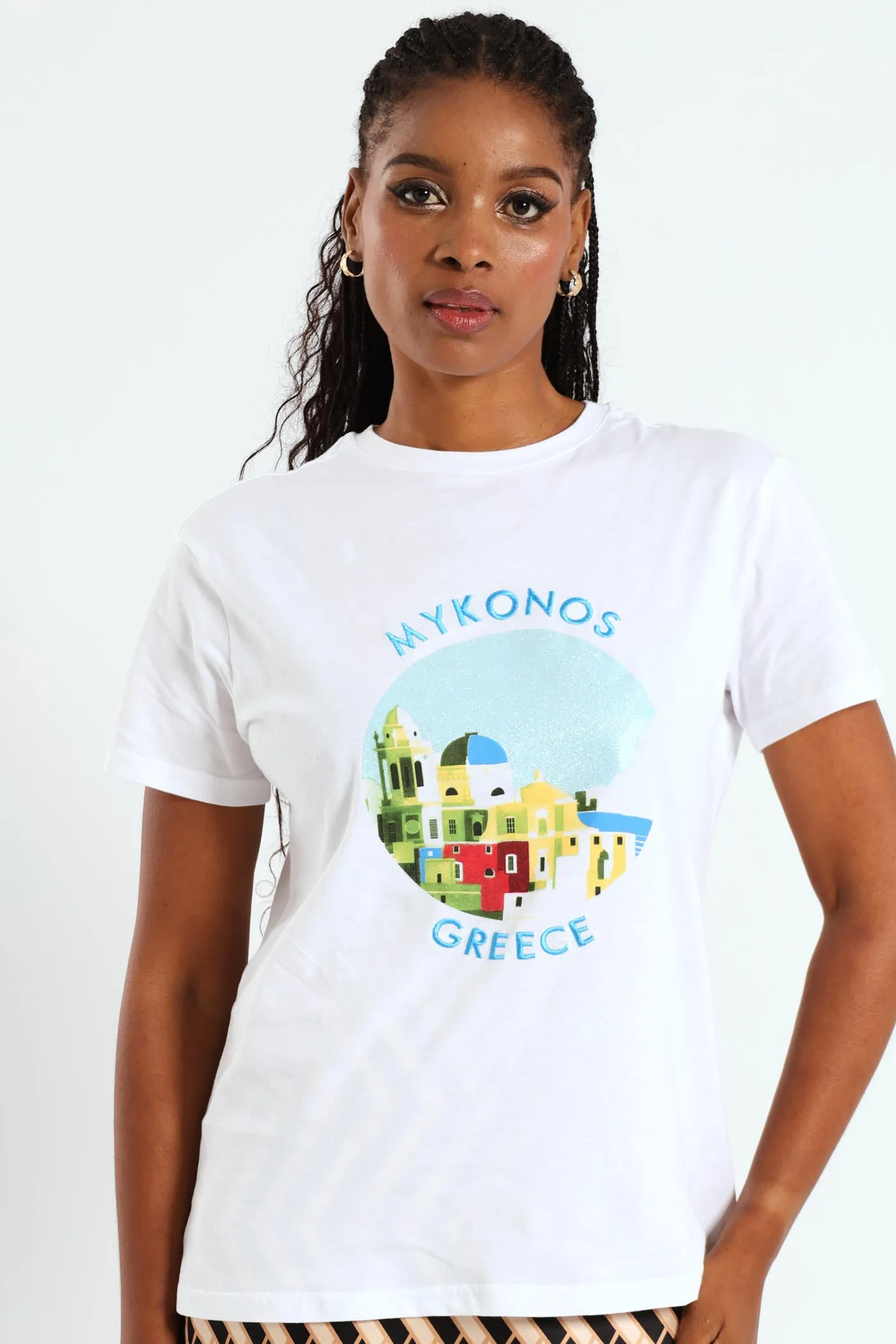 Mykonos Embroidered Tee - White sold by Edgars