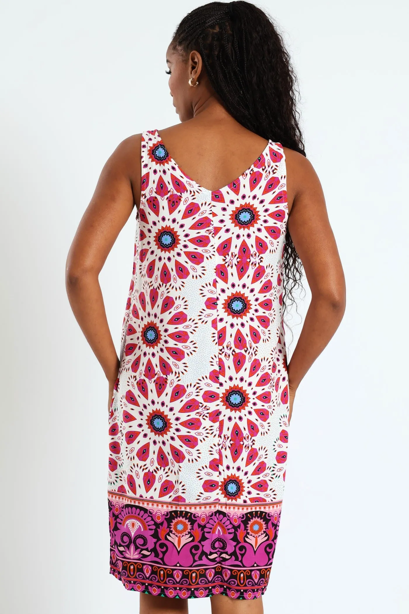 Shift Mini Dress With Border & Pocket Detail - Magenta sold by Edgars product image thumbnail 2