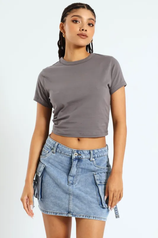 Basic Short Sleeve Tee - Charcoal sold by Edgars 