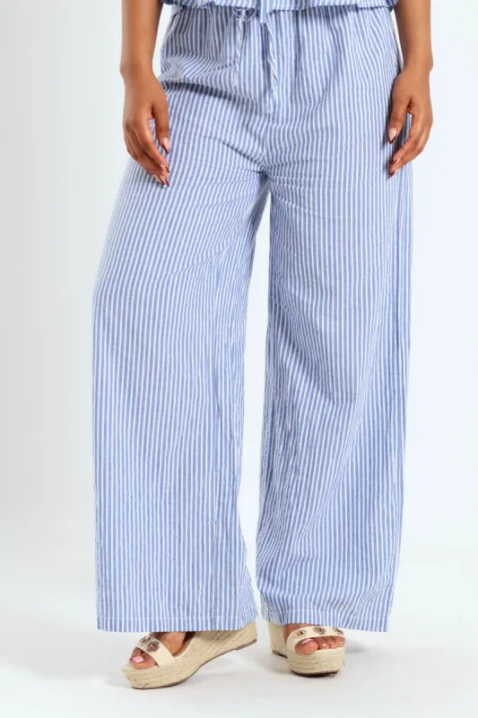Pinstripe Relaxed Pants - Light Blue sold by Edgars 