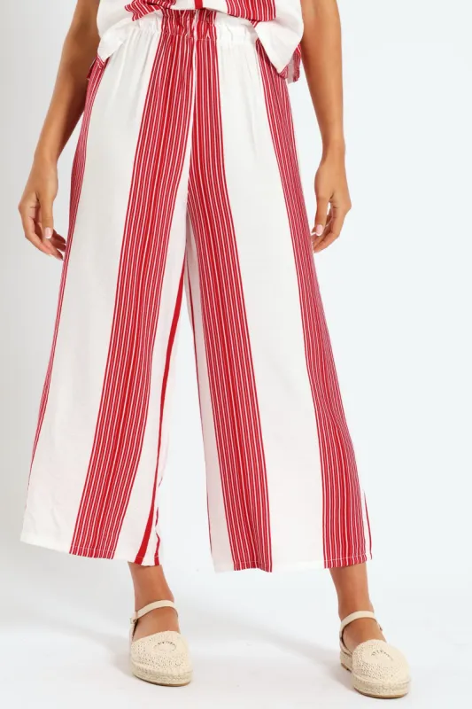 Pull On Capri Pants - White/Red sold by Edgars