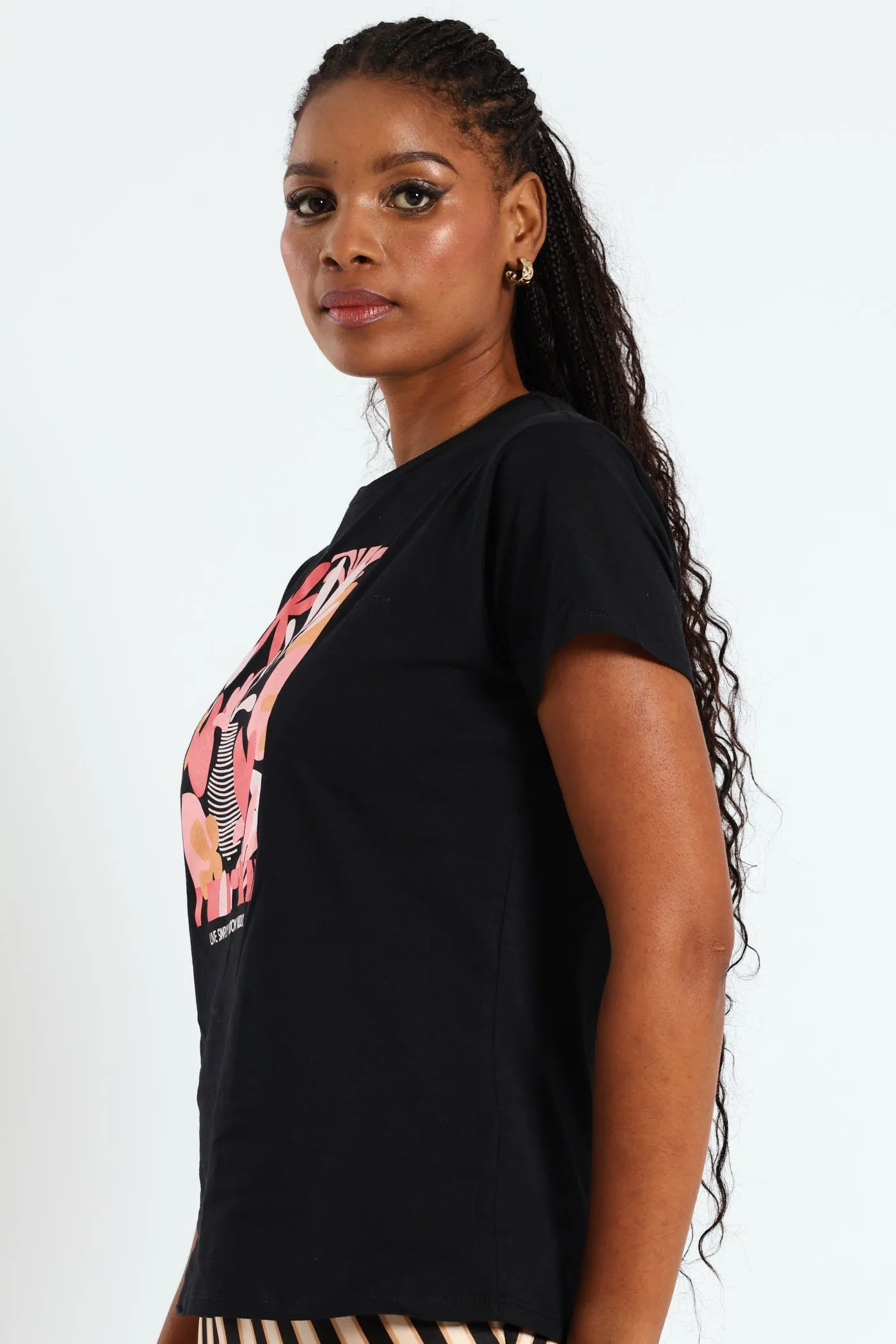 Abstract Floral Frame Tee - Black sold by Edgars product image thumbnail 3
