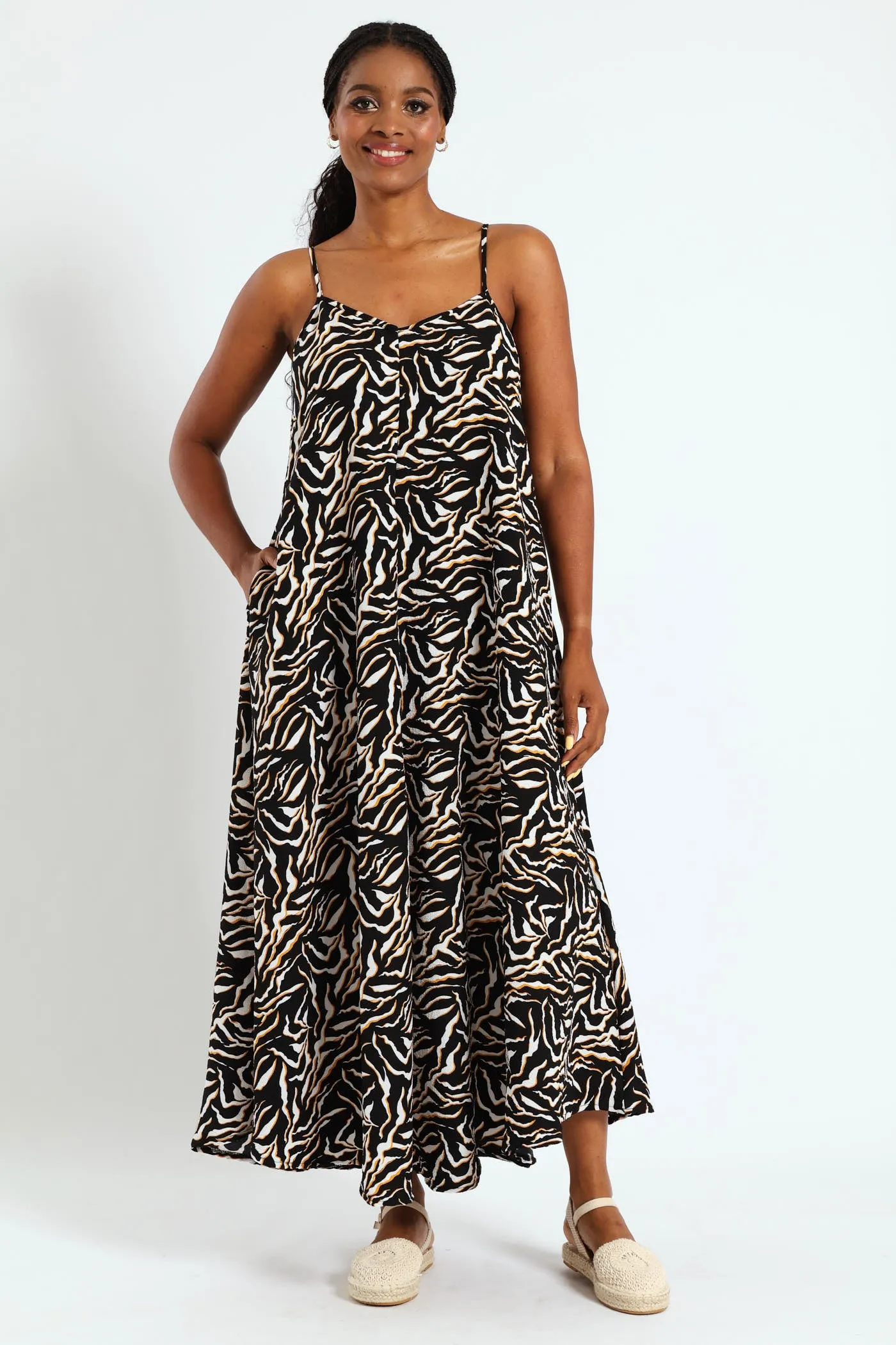 Printed Strappy Slip Maxi Dress sold by Edgars