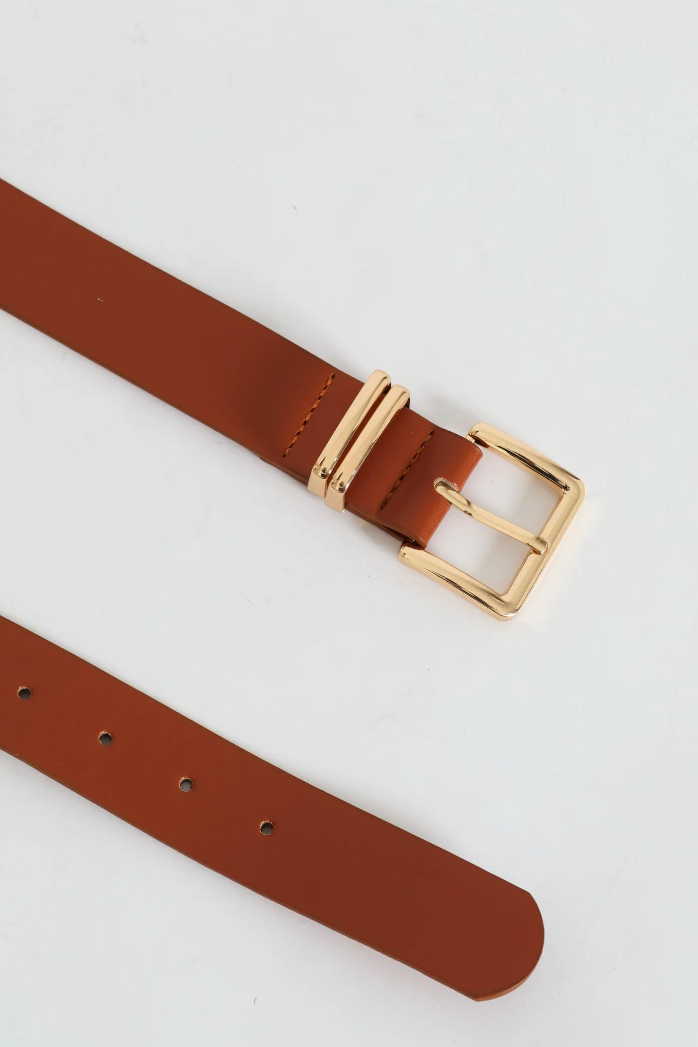 Square Gold Buckle Double Loop Core Belt - Tan sold by Edgars product image thumbnail 2