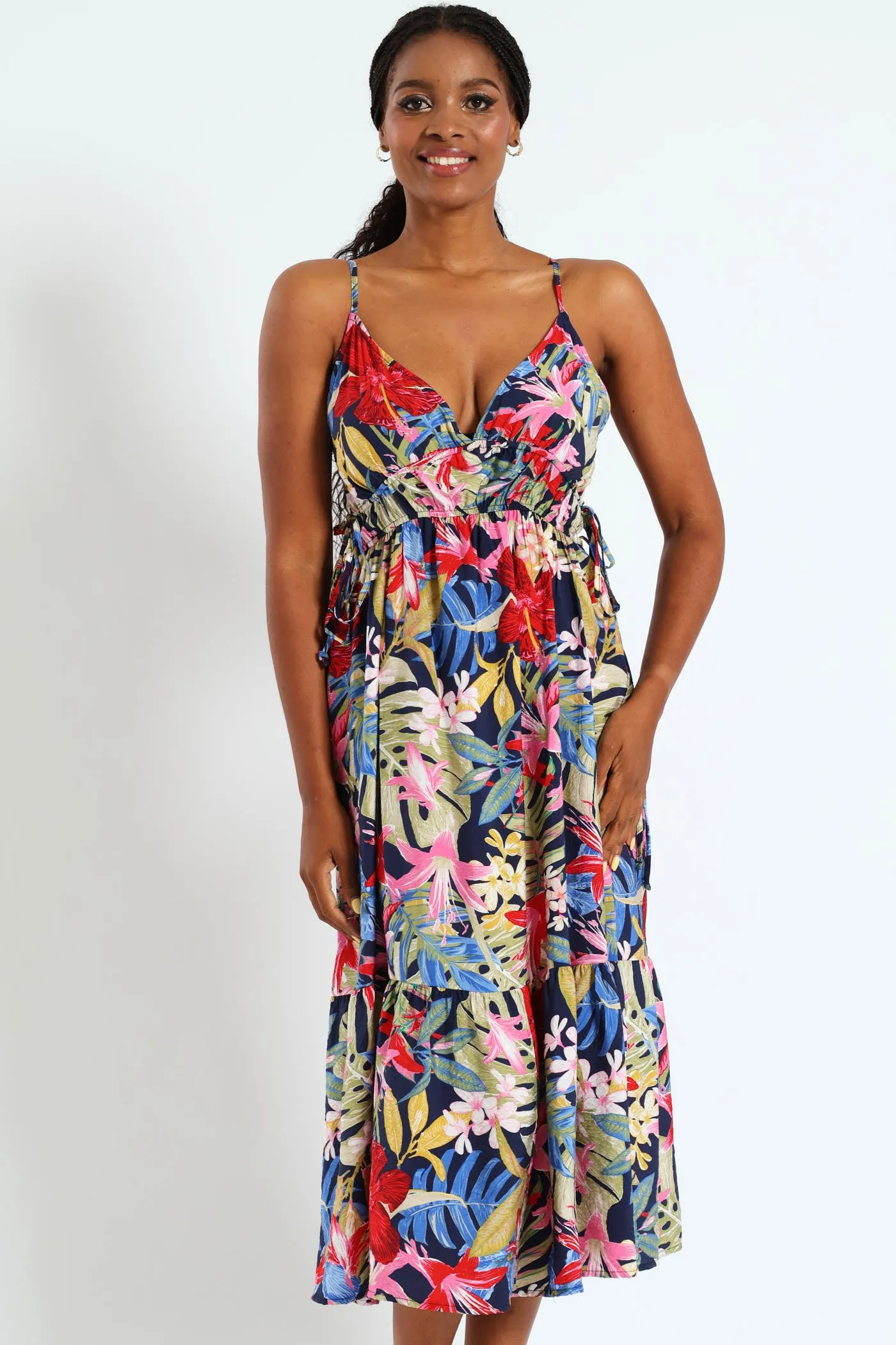 Strappy Double Drawstring Detail Frill Hem Midi Dress sold by Edgars product image thumbnail 2